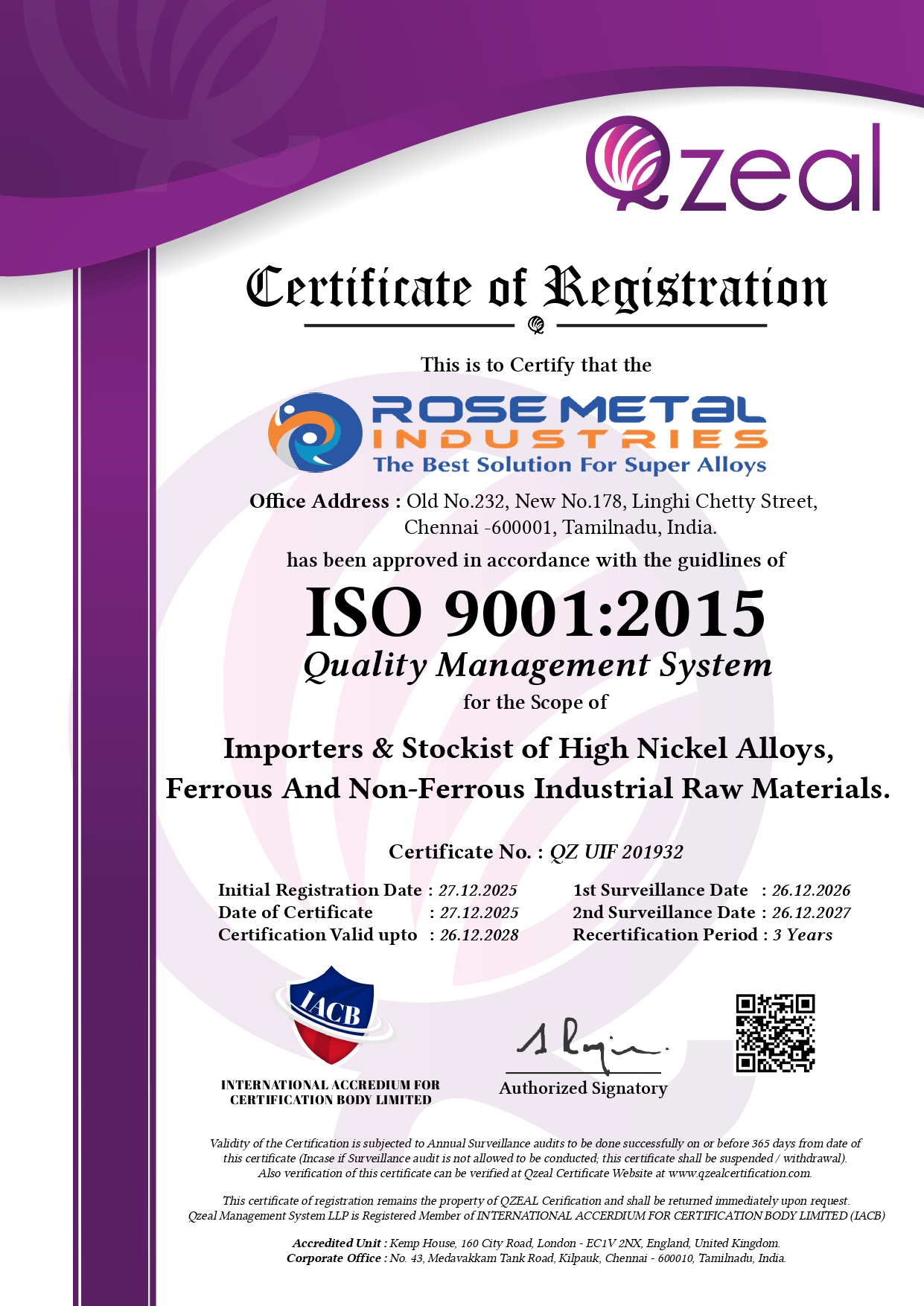 ISO 9001:2015 Certificate