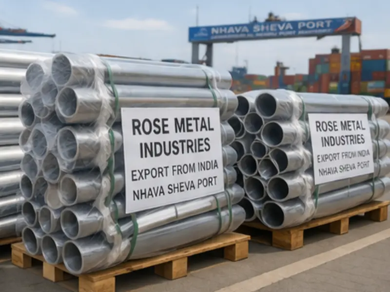 Steel pipes bundled for export shipment